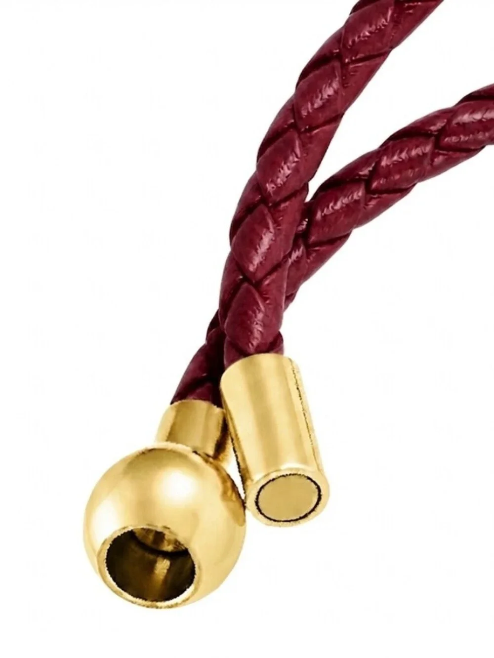 Linx Burgundy Leather Braided Cord Bracelet with Gold Magnetic Clasp